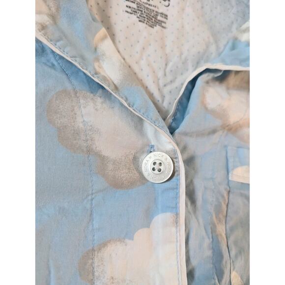 Nick & Nora 100% Cotton Cloud Pajamas Set Ruffle Hem Capri Medium - Picture 5 of 6